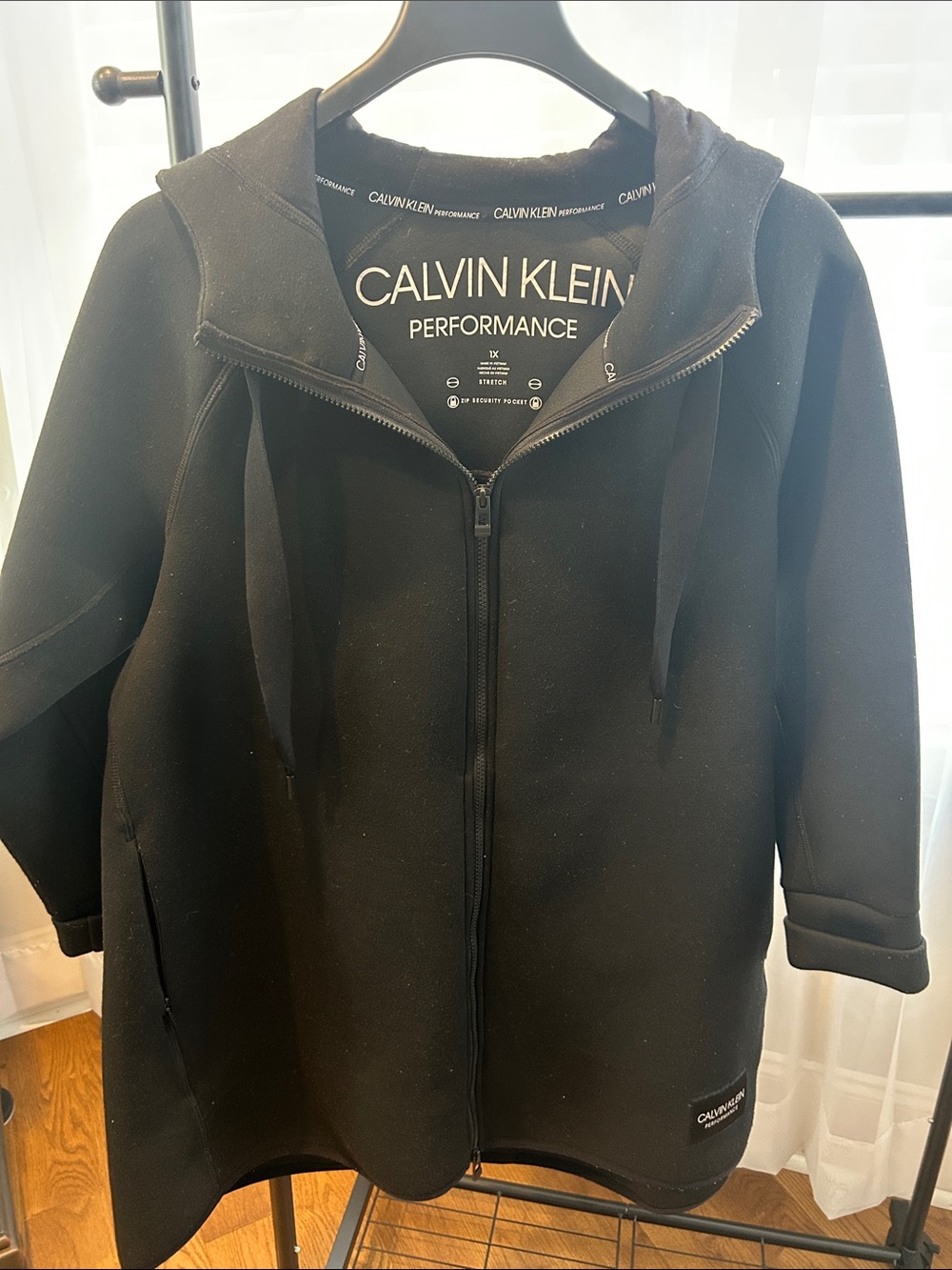 Calvin Klein Performance Black Hooded Zip Front Jacket